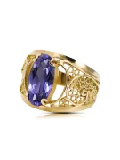 Pierścionek Styl Vintage Aleksandryt 14k żółte złoto vrc057y